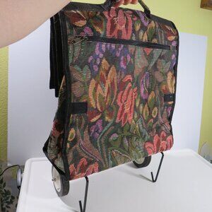 Floral Tapestry Rolling Wheeled & Hanging Travel Bag 1990s